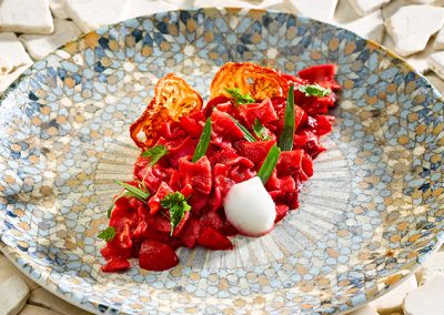 Rote Beete – Fleckerl mit Tomate, Kümmel und Estragon