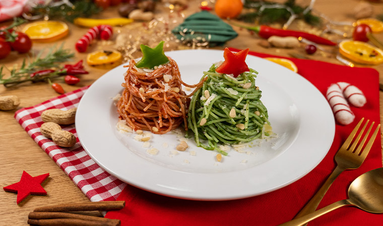 Spaghetti Pesto Bäumchen | Weihnachtsrezept