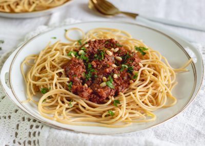 Vegane Bolognese mit Low Carb Spaghetti